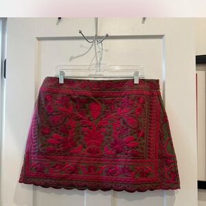 Embroidered Floral Skirt - Pink and Green